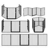 Gard de protectie semineu pentru copii si animale de companie 304x75 cm asamblare versatila grilaj metalic negru